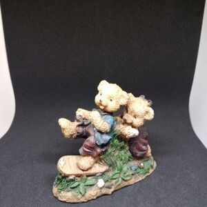 Charming Bear Figurine with Blue and Brown Accents